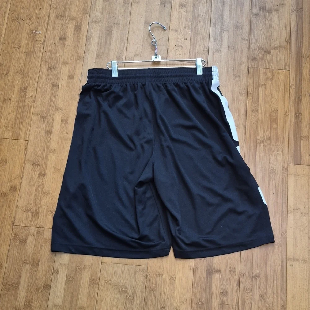 Men's Black Athletic Shorts with White Side Panels - Picture 2 of 3
